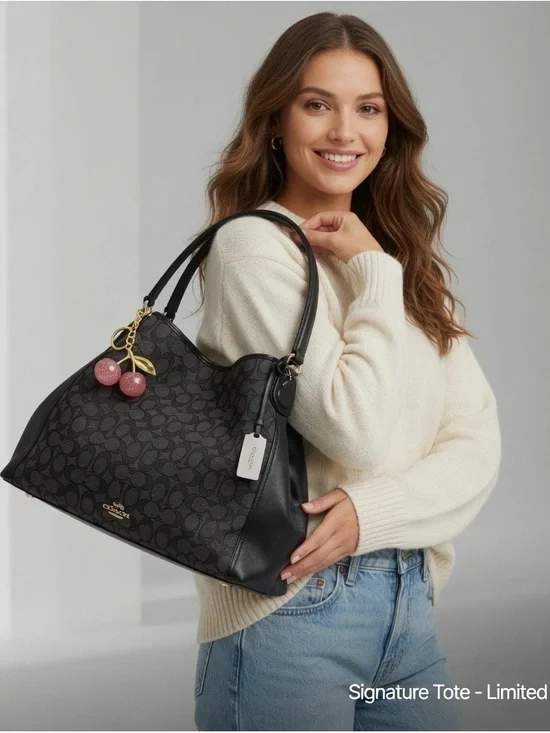 Vintage style Coach soho Shoulder Bag Black and Charcoal Signature Hobo Bag - Picture 3 of 17